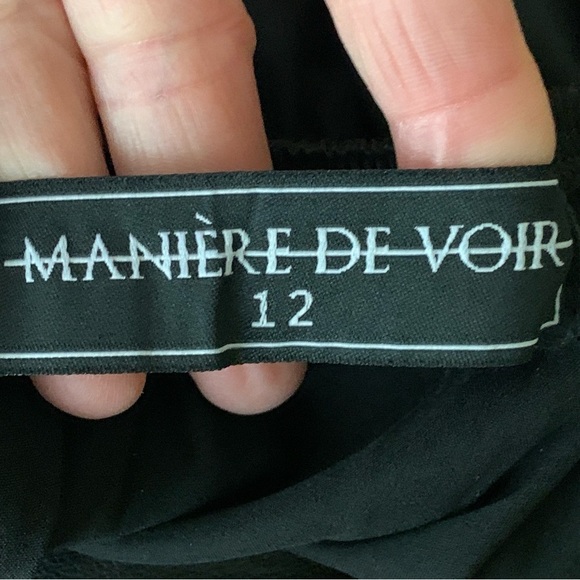 Maniere De Voir Black Satin Puff Sleeve Corset Crop Top - Picture 9 of 10